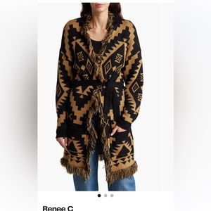 Renee C
Fringed Tie Waist Cardigan